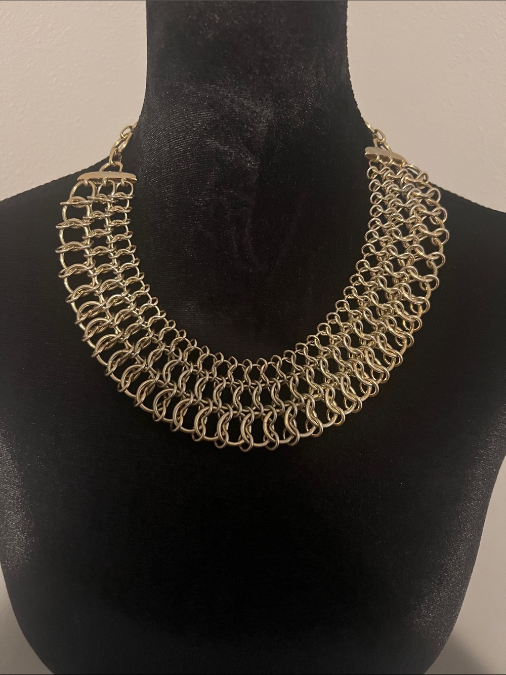 Cache Gold-Tone Multi-Row Chainlink Collar Necklace